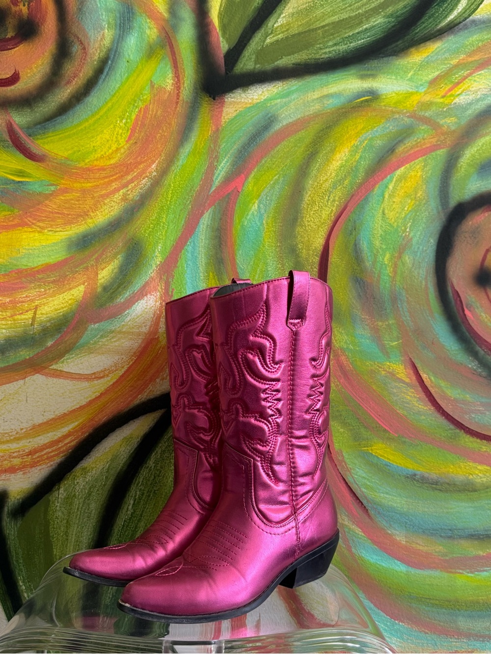 Soda Metallic Hot Pink Western Heeled Boots